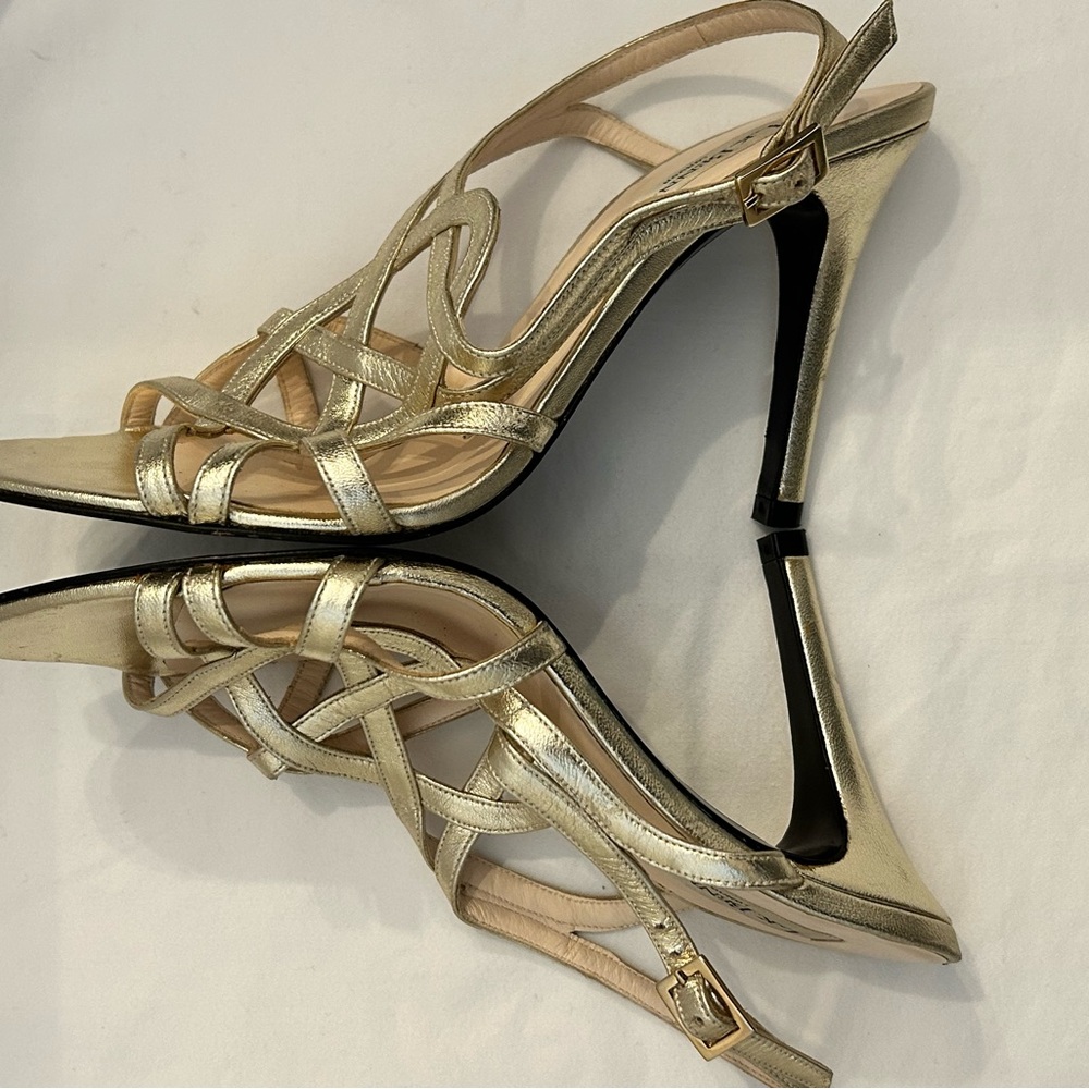 L.K. Bennett Gold Strappy Feria Heels‎ Size EU 37 - Picture 10 of 14